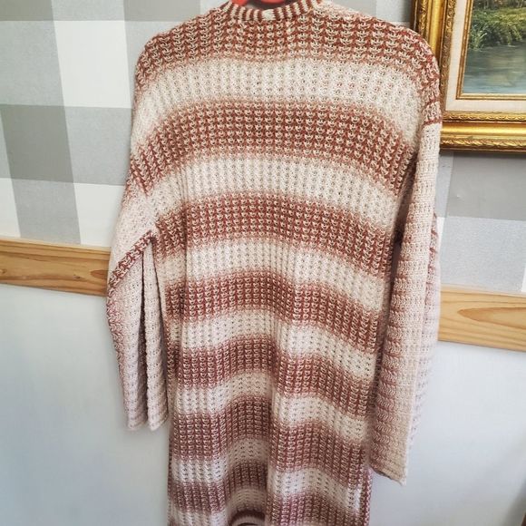 Knox rose cardigan sweater size medium nwt pink strip chunky knit - Picture 7 of 7